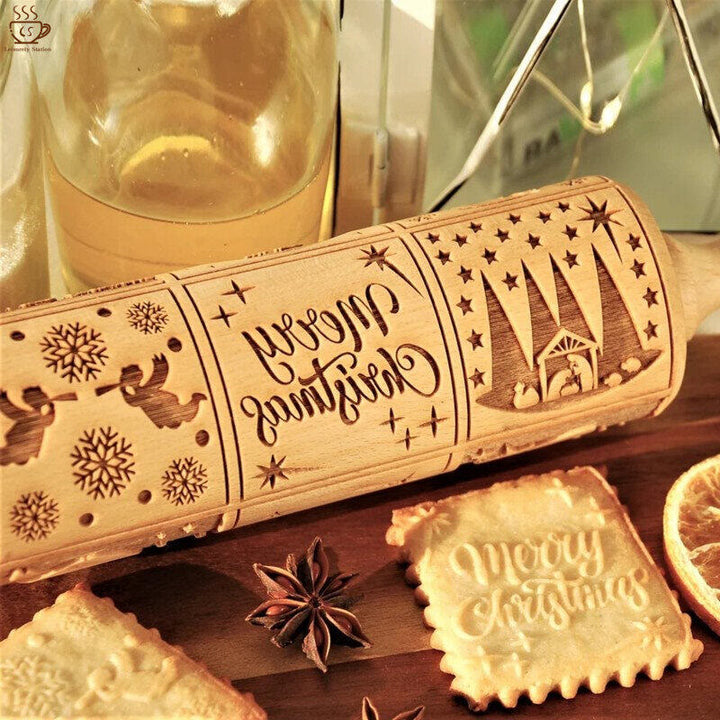 Weihnachts-Nudelholz aus Holz - image 3
