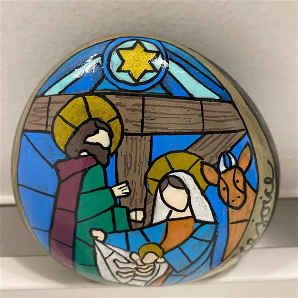 Weihnachtskrippe bemalter Stein - image 2