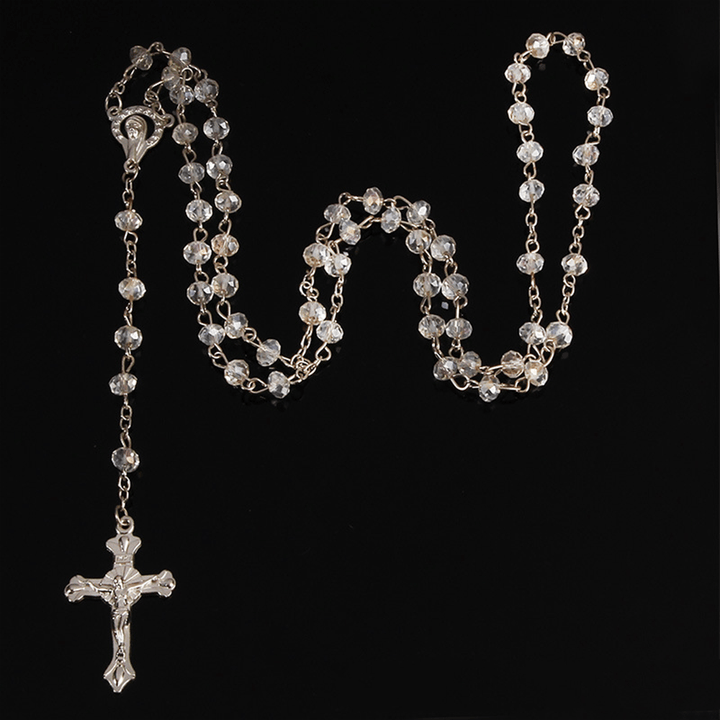 Christianartworkshop Klassischer Rosenkranz mit Kristallperlen - Weiß - image 0