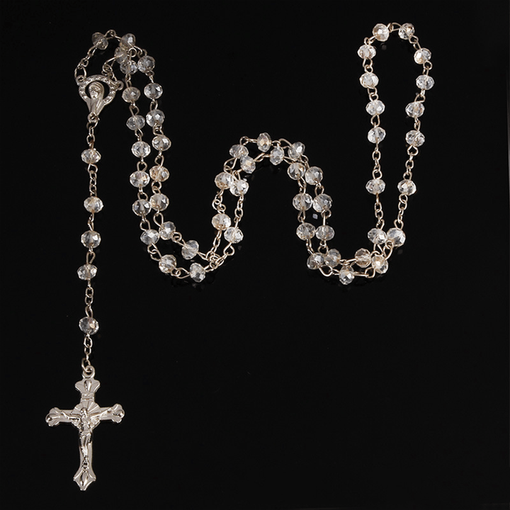 Christianartworkshop Klassischer Rosenkranz mit Kristallperlen - Weiß - image 1