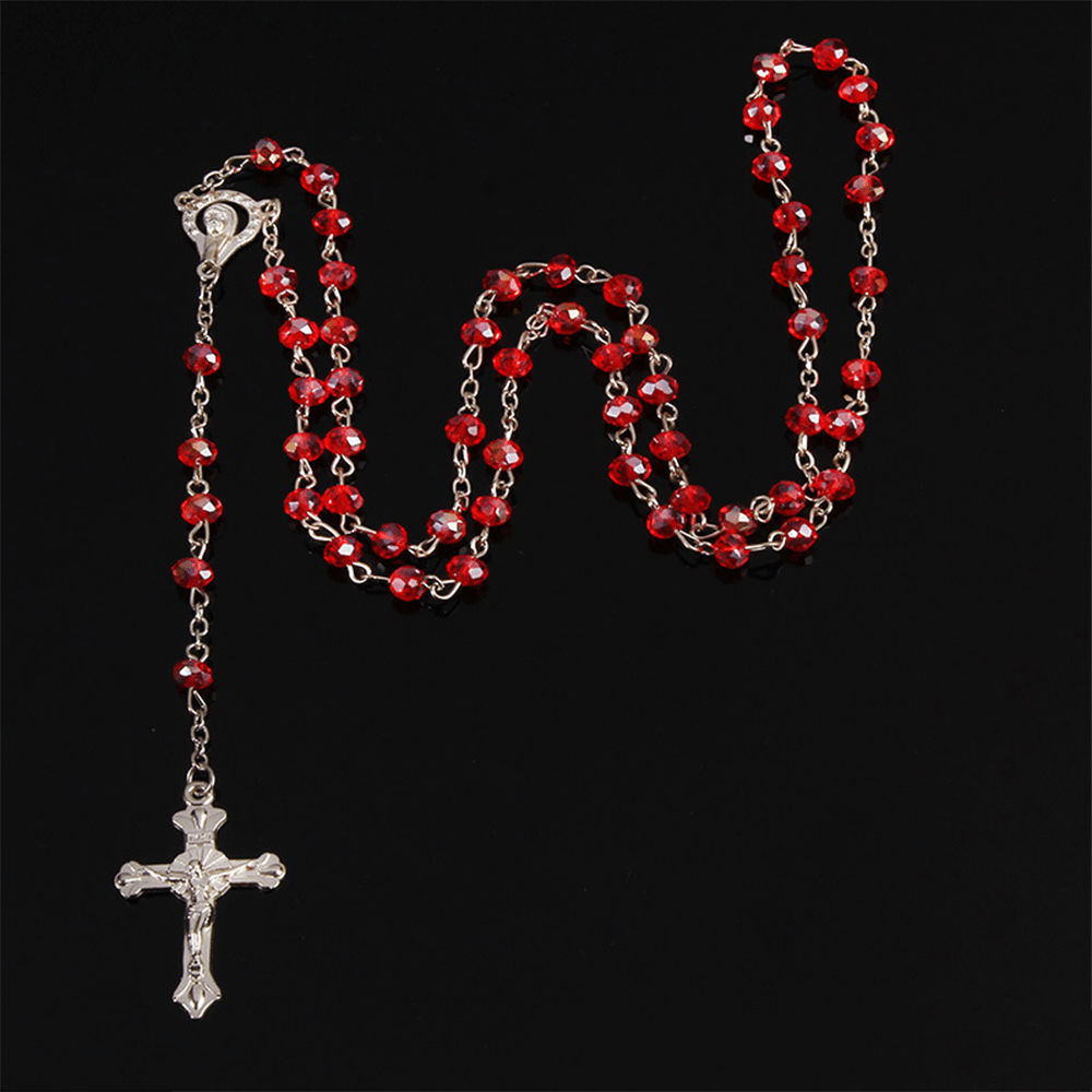 Christianartworkshop Klassischer Rosenkranz mit Kristallperlen - Rot - image 1