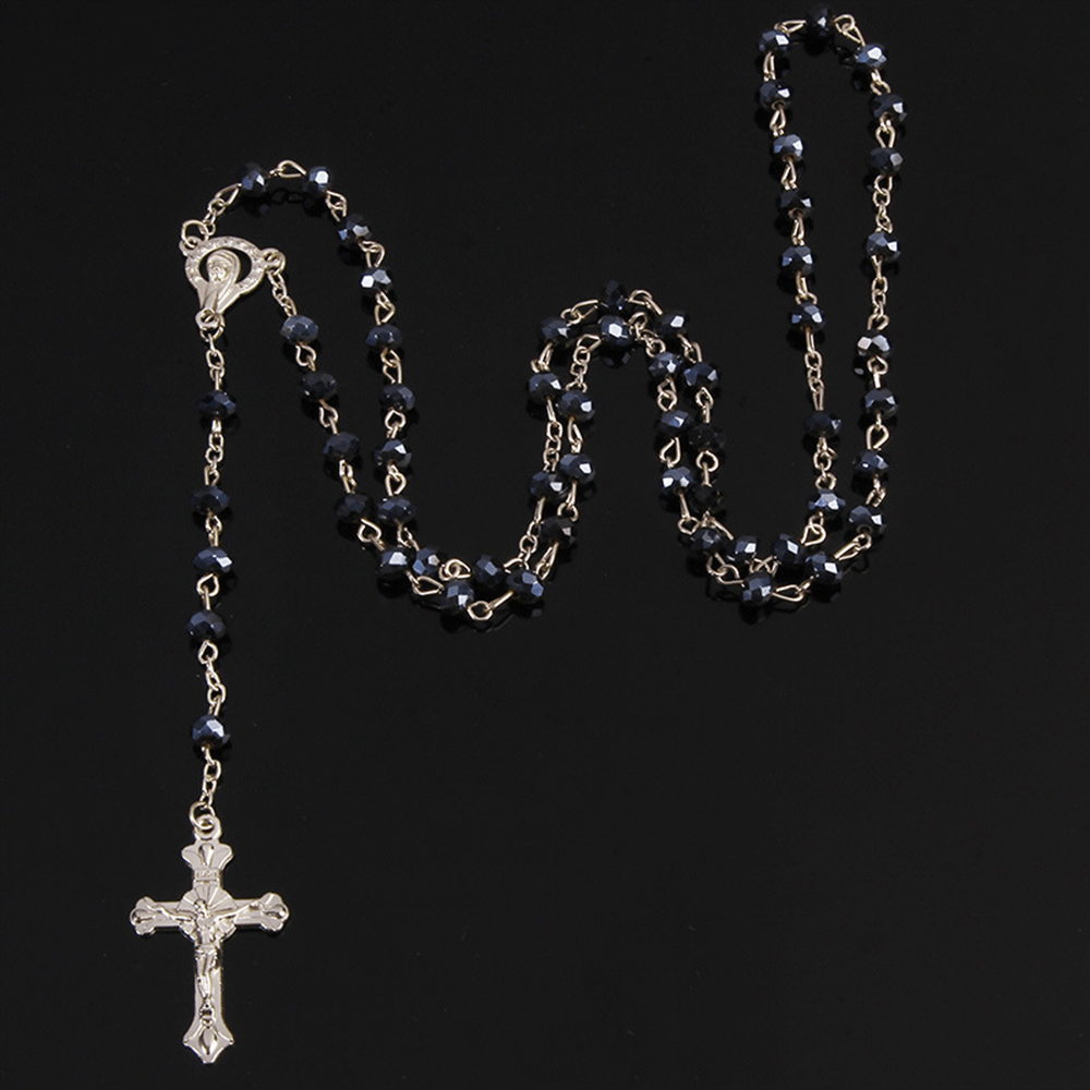 Christianartworkshop Klassischer Rosenkranz mit Kristallperlen - Schwarz - image 4