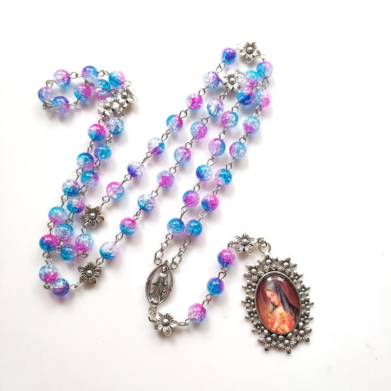Blau-violetter Rosenkranz aus Glas der Heiligen Mutter - image 3