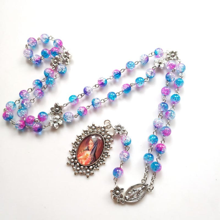 Blau-violetter Rosenkranz aus Glas der Heiligen Mutter - Blau Lila - image 1