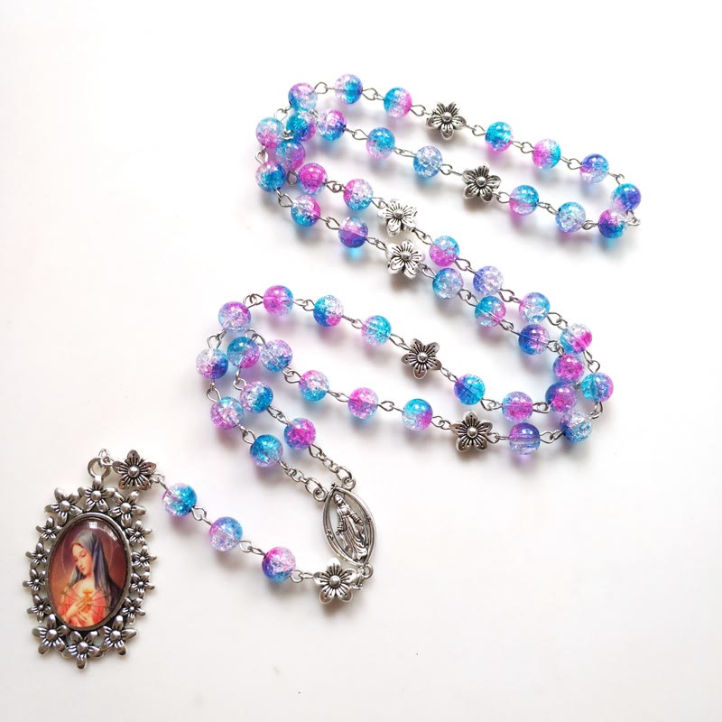 Blau-violetter Rosenkranz aus Glas der Heiligen Mutter - image 2