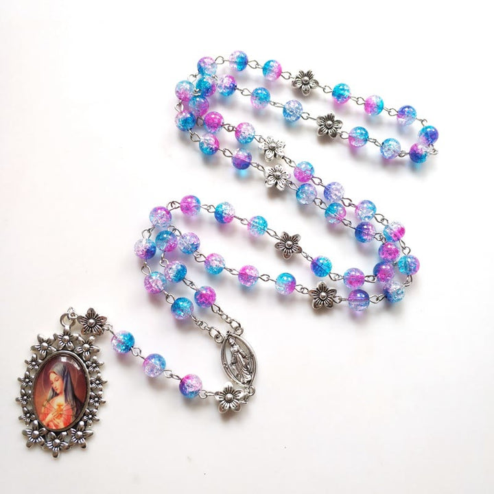 Blau-violetter Rosenkranz aus Glas der Heiligen Mutter - image 2
