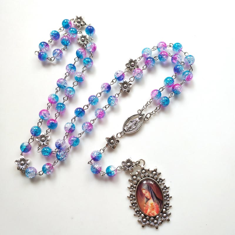 Blau-violetter Rosenkranz aus Glas der Heiligen Mutter - image 5
