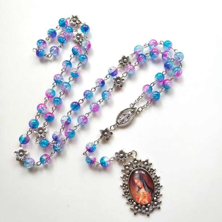 Blau-violetter Rosenkranz aus Glas der Heiligen Mutter - image 5