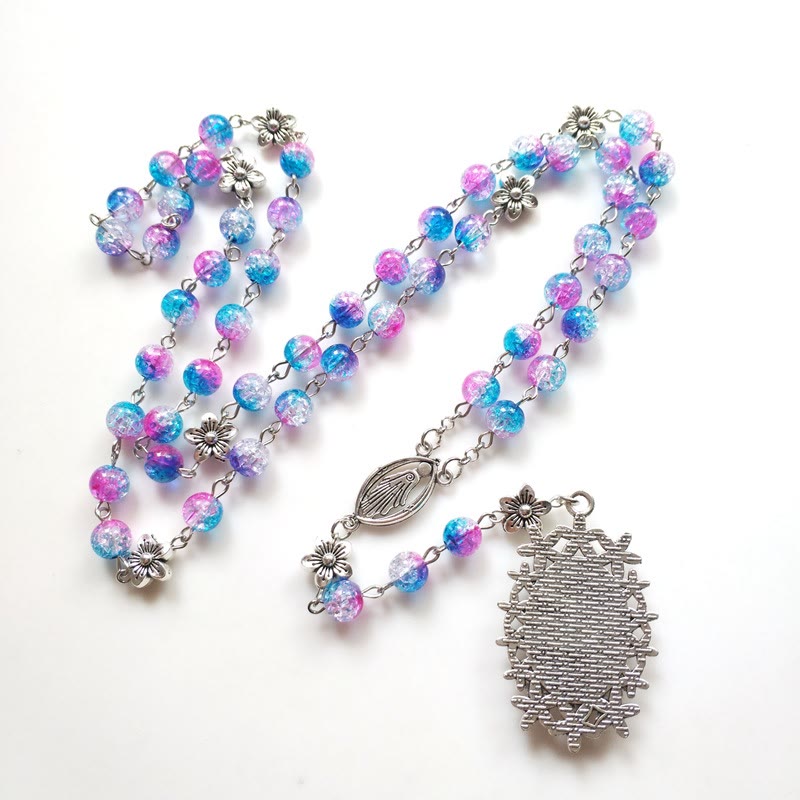 Blau-violetter Rosenkranz aus Glas der Heiligen Mutter - image 4
