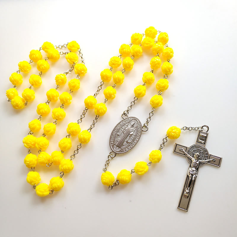 Gelbe Rosenperlen Kreuzigungsrosenkranz - image 5