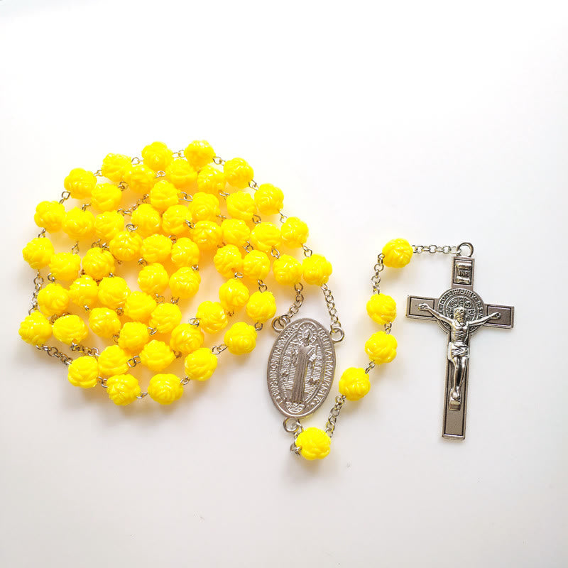 Gelbe Rosenperlen Kreuzigungsrosenkranz - image 4