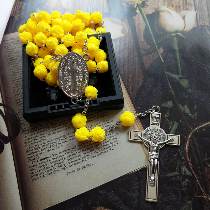 Gelbe Rosenperlen Kreuzigungsrosenkranz - image 2