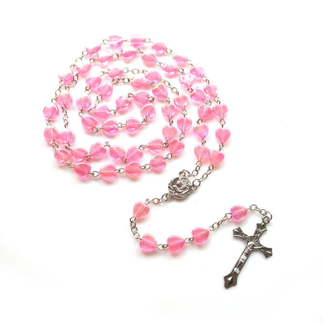 Rosa klar glänzend Herz Gebet Rosenkranz - Rosa - image 1