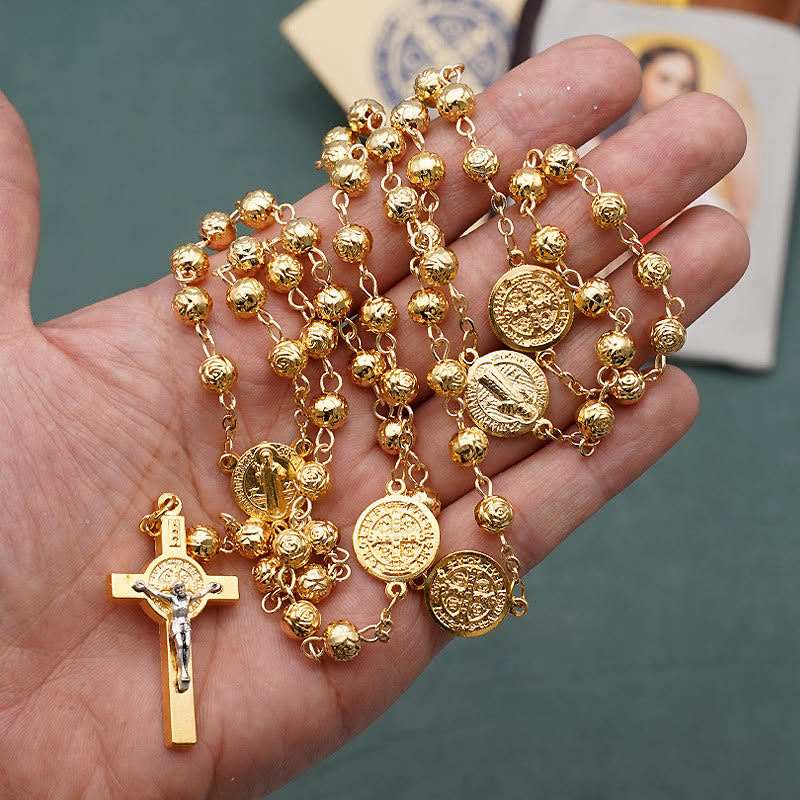 ChristianartworkshopSt. Benedikt Goldener Klassischer Rosenkranz - image 2