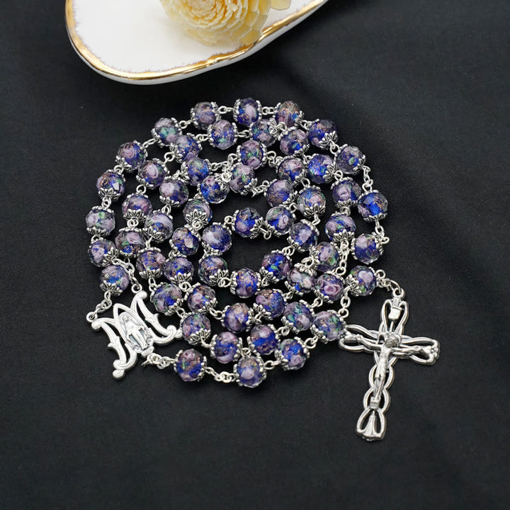 Christianartworkshop Rosenkranz aus glasierten Kristallrosen - Blau - image 9