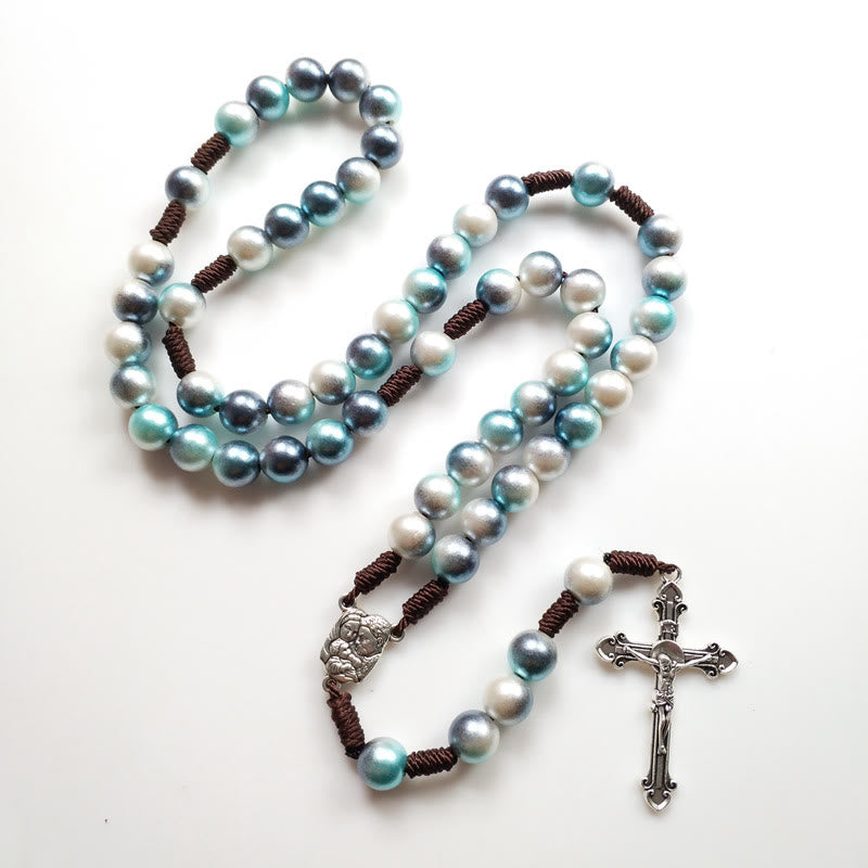 Christianartworkshop Rosenkranz Heilige Familie und Kruzifix aus 10 mm rundem, mehrfarbigem Acryl-Nylonband  - image 2