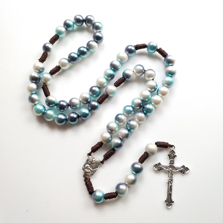 Christianartworkshop Rosenkranz Heilige Familie und Kruzifix aus 10 mm rundem, mehrfarbigem Acryl-Nylonband  - image 2