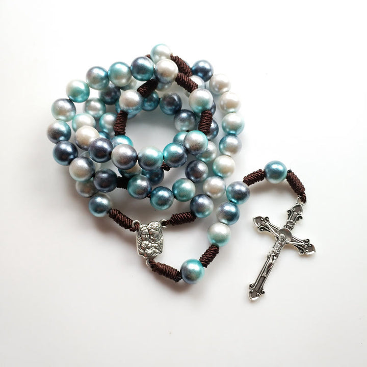 Christianartworkshop Rosenkranz Heilige Familie und Kruzifix aus 10 mm rundem, mehrfarbigem Acryl-Nylonband  - image 3
