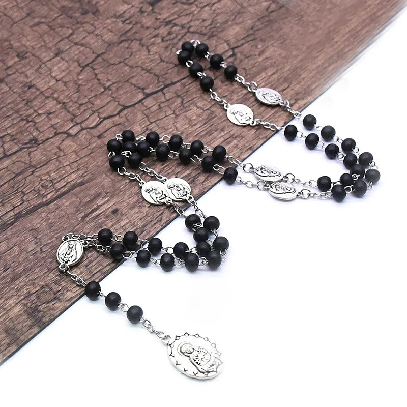 Christianartworkshop Rosenkranz „Unsere Liebe Frau der Schmerzen“, 6 mm, rund, schwarze Acryllegierung, Kette mit 7 Schmerzen - image 4