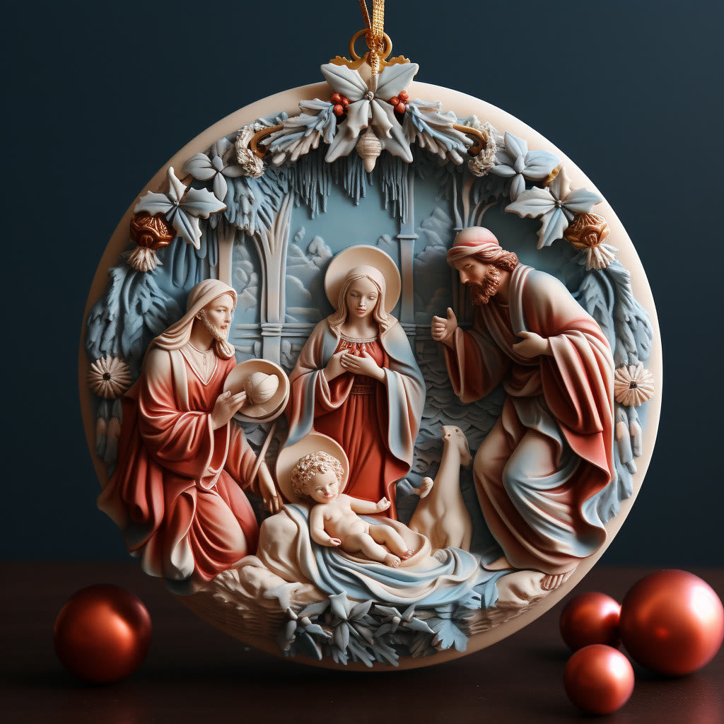 Christianartworkshop Weihnachtskrippe im Retro-Stil, hängende Ornamente, A - Keramik - image 0