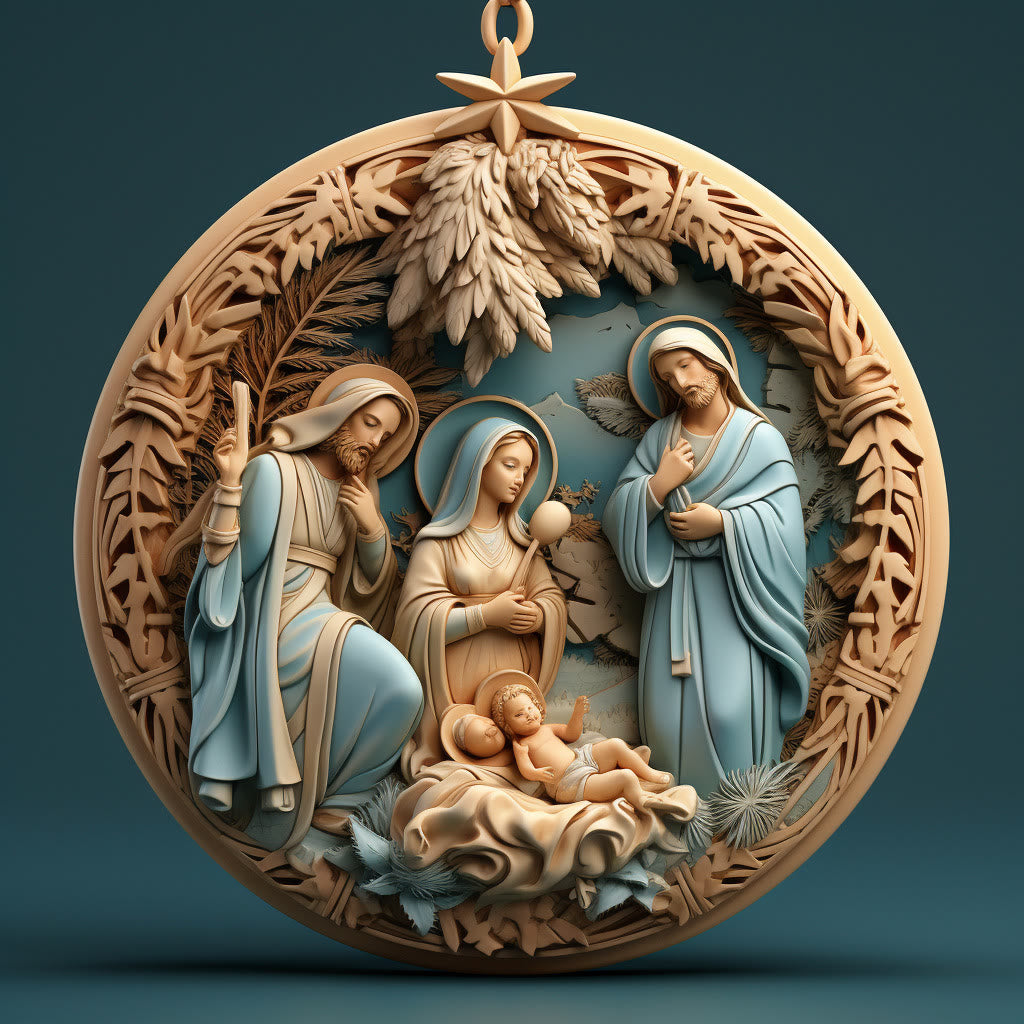 Christianartworkshop Weihnachtskrippe im Retro-Stil, zum Aufhängen, B - image 5