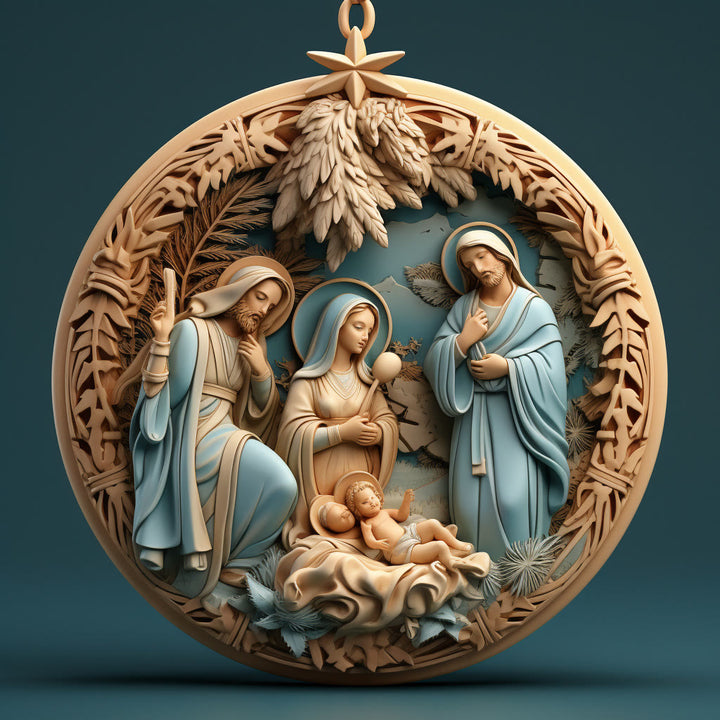 Christianartworkshop Weihnachtskrippe im Retro-Stil, zum Aufhängen, B - image 5
