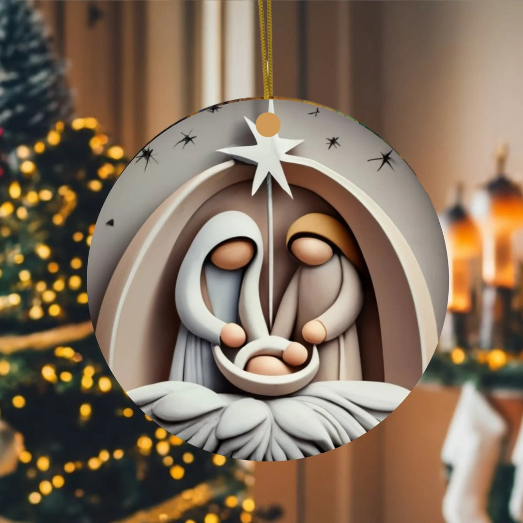 Christianartworkshop Weihnachtsdekoration, abstrakter Cartoon-Stil, Krippensegen, Weihnachtsdekoration zum Aufhängen, B - Keramik - image 0
