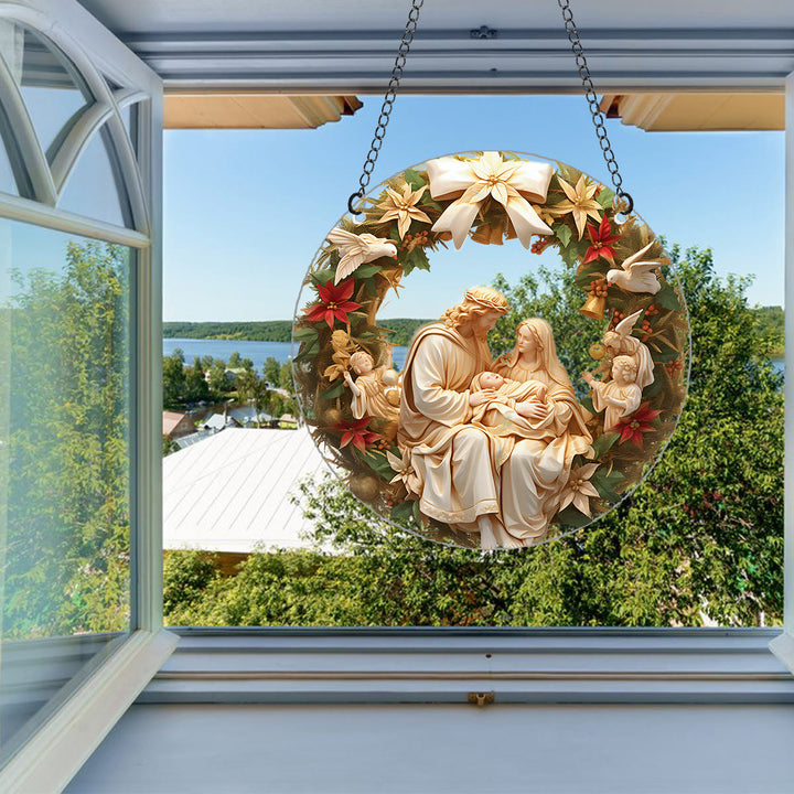 Christianartworkshop Skulpturaler Realismus-Stil Heilige Familie Weihnachtsparasit Hängende Ornamente - image 1