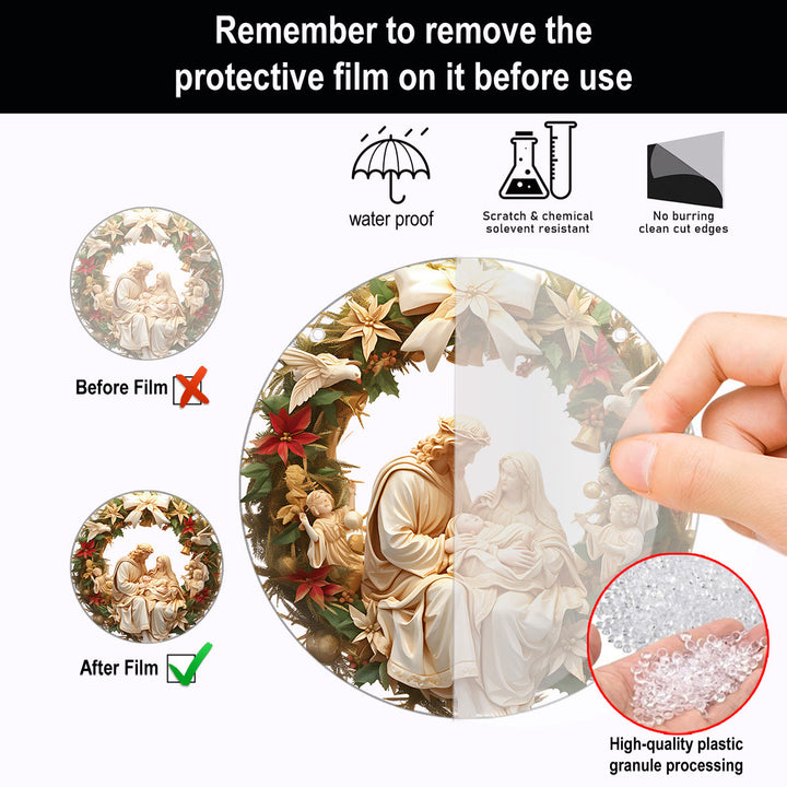 Christianartworkshop Skulpturaler Realismus-Stil Heilige Familie Weihnachtsparasit Hängende Ornamente - image 2