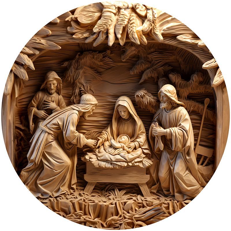 Christianartworkshop Braune Serie 8 Stile Christi Geburt Festliche Dekoration Hängende Ornamente B - Weihnachtskrippe - image 0