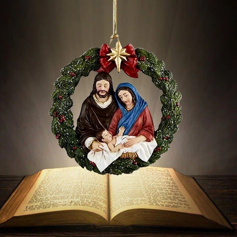 Christianartworkshop Farbiges Harzmodell im Stil der Heiligen Familie, Weihnachts-Parasiten-Ornamente - image 5