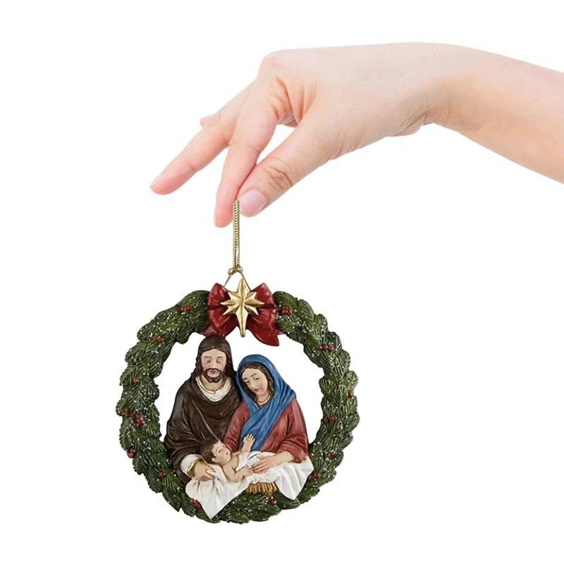 Christianartworkshop Farbiges Harzmodell im Stil der Heiligen Familie, Weihnachts-Parasiten-Ornamente - image 8