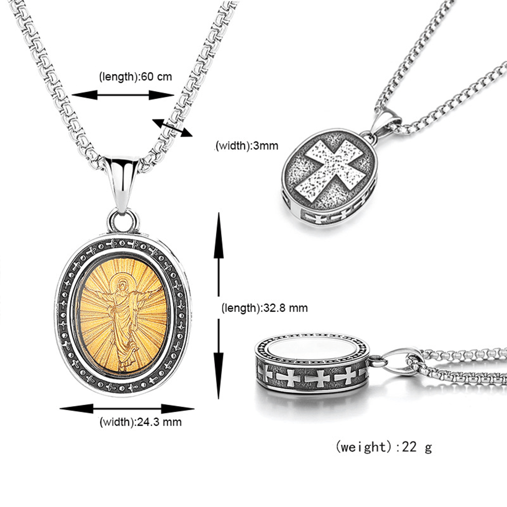 Christianartworkshopthe Halskette mit goldenem Christus-Medaillen-Anhänger aus Titan - image 13