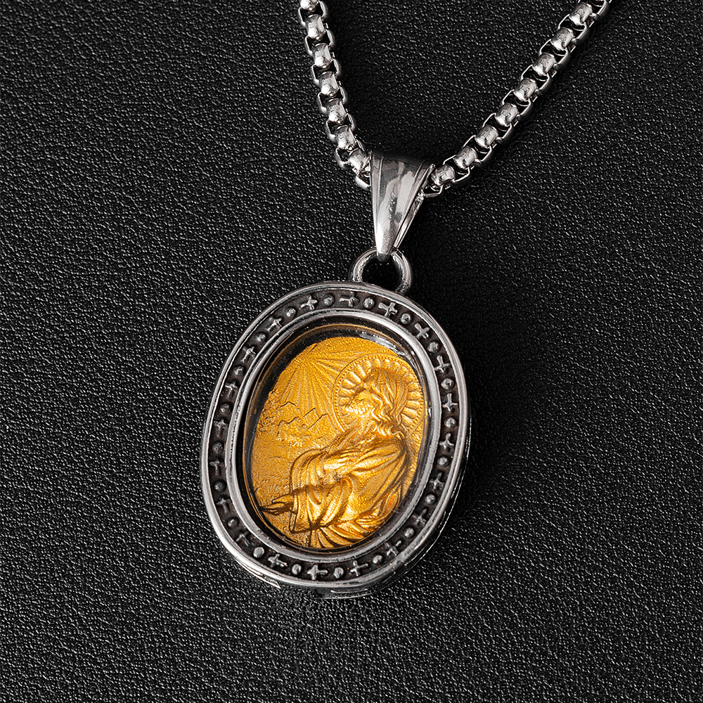 Christianartworkshopthe Halskette mit goldenem Christus-Medaillen-Anhänger aus Titan - Auferstehung - image 11