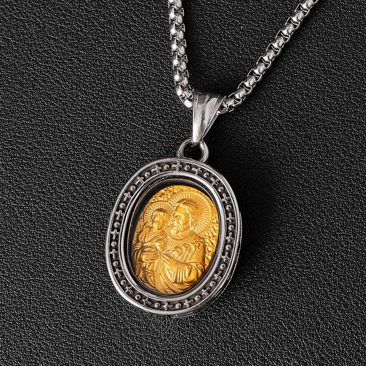 Christianartworkshopthe Halskette mit goldenem Christus-Medaillen-Anhänger aus Titan - Der heilige Antonius - image 10