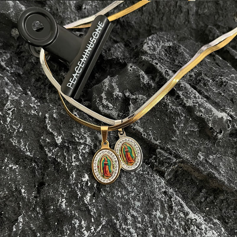 Christianartworkshopthe Halskette mit Schlangenknochenkette „Unsere Liebe Frau von Guadalupe“, bunt - image 1