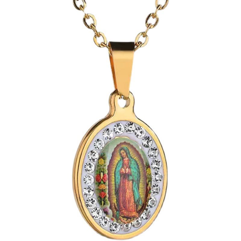 Christianartworkshopthe Halskette mit Schlangenknochenkette „Unsere Liebe Frau von Guadalupe“, bunt - image 5