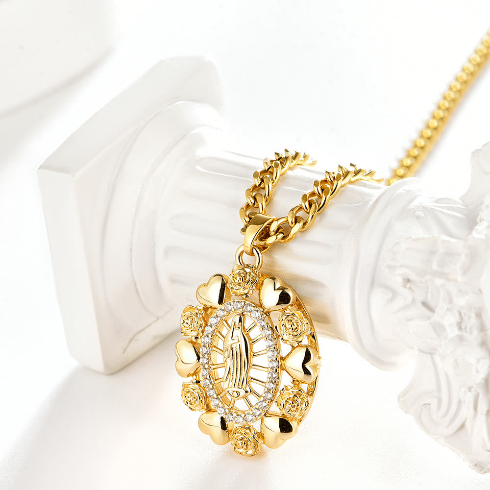Christianartworkshopthe Goldene Halskette Unserer Lieben Frau von Guadalupe, Jungfrau Maria - Golden - image 1