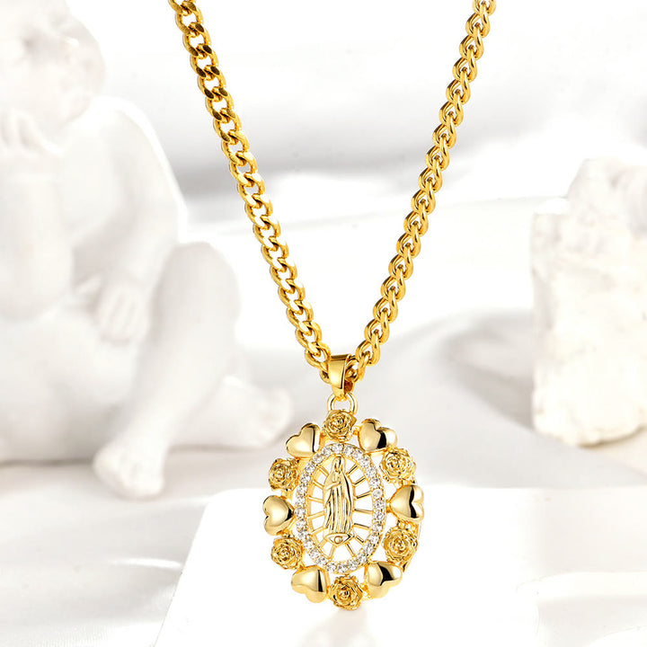 Christianartworkshopthe Goldene Halskette Unserer Lieben Frau von Guadalupe, Jungfrau Maria - image 4