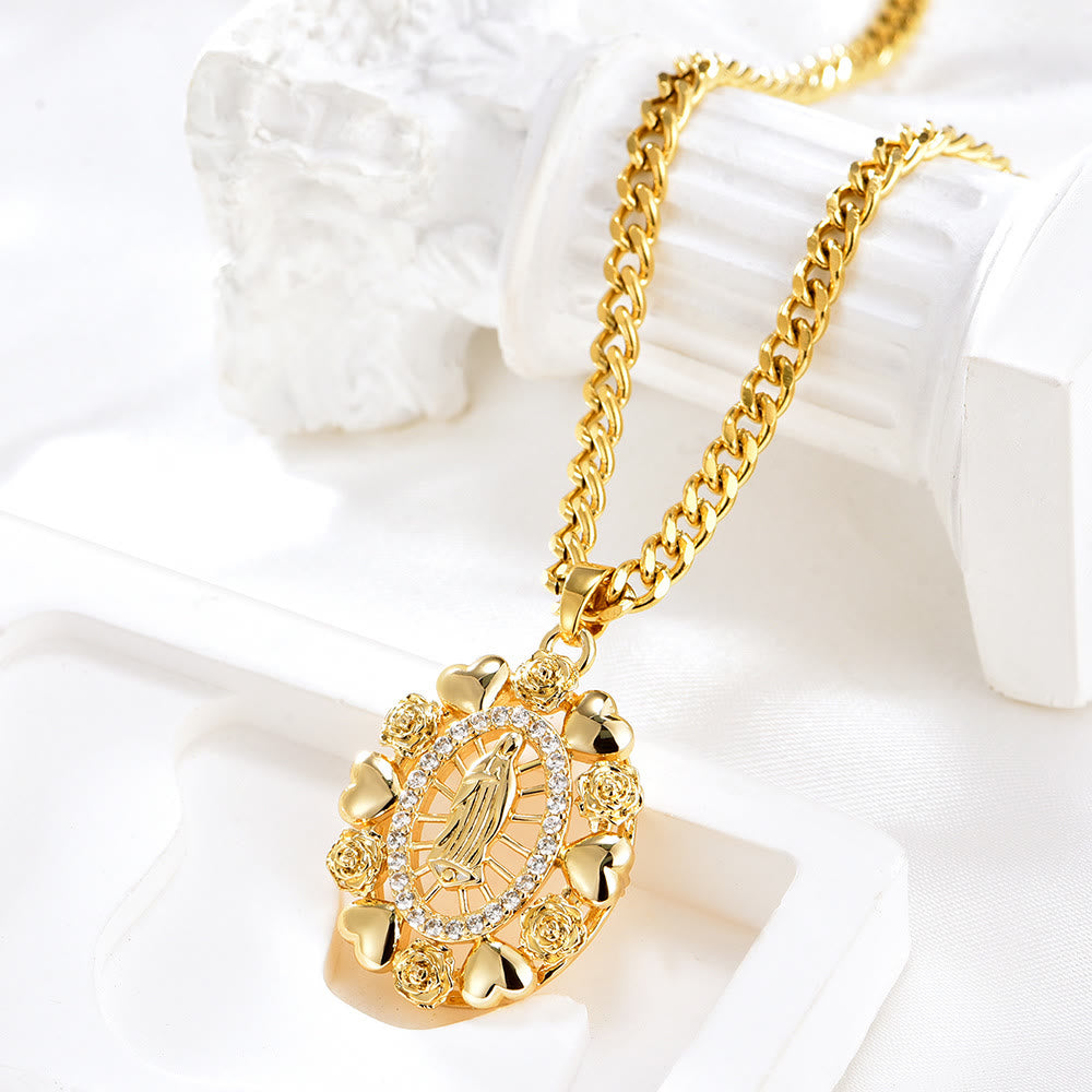 Christianartworkshopthe Goldene Halskette Unserer Lieben Frau von Guadalupe, Jungfrau Maria - image 3