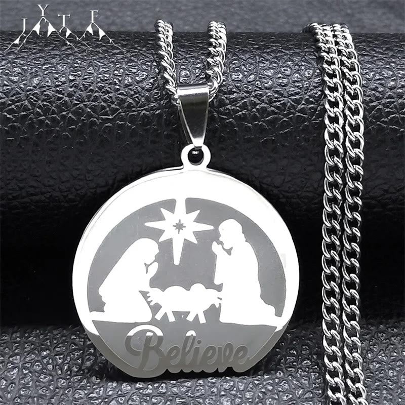 Christianartworkshop Halskette mit Anhänger „Christmas Believe“ aus Silber - Silber - image 1