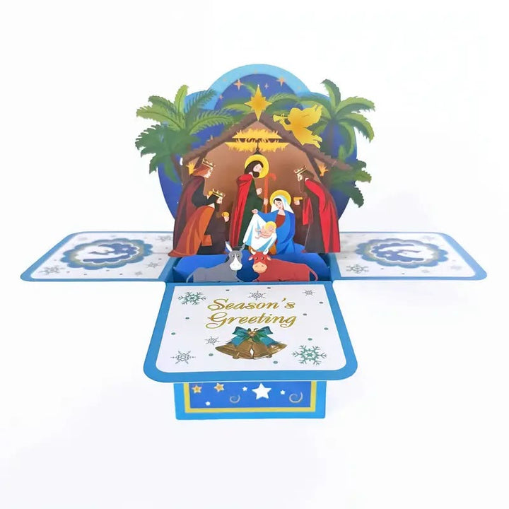 Grußkarte mit der Aufschrift „Jesus Born – Geburt Christi“ aus 3D-Papier mit Segensbotschaft - image 2