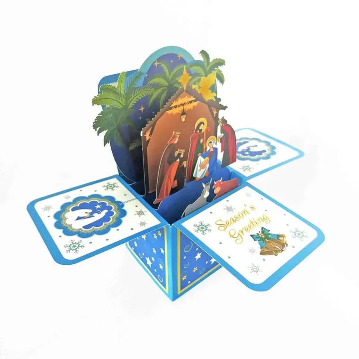 Grußkarte mit der Aufschrift „Jesus Born – Geburt Christi“ aus 3D-Papier mit Segensbotschaft - Geburt - image 1