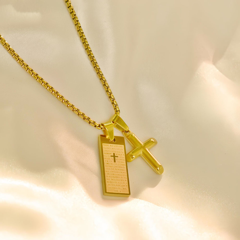 Christianartworkshop Klassischer Stil Bibel Gebet Schrift Madal Kreuz Goldene Halskette - image 2