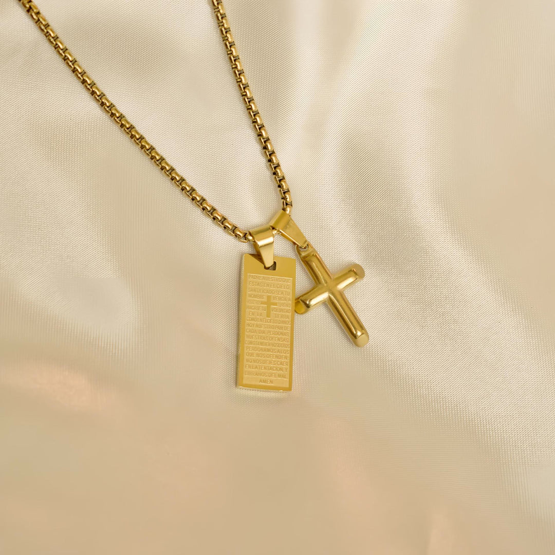 Christianartworkshop Klassischer Stil Bibel Gebet Schrift Madal Kreuz Goldene Halskette - image 4
