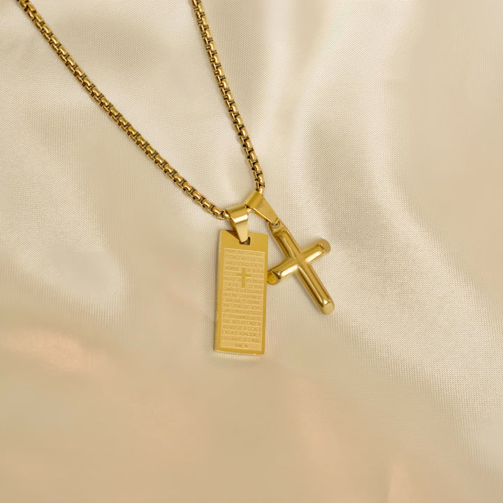 Christianartworkshop Klassischer Stil Bibel Gebet Schrift Madal Kreuz Goldene Halskette - image 4