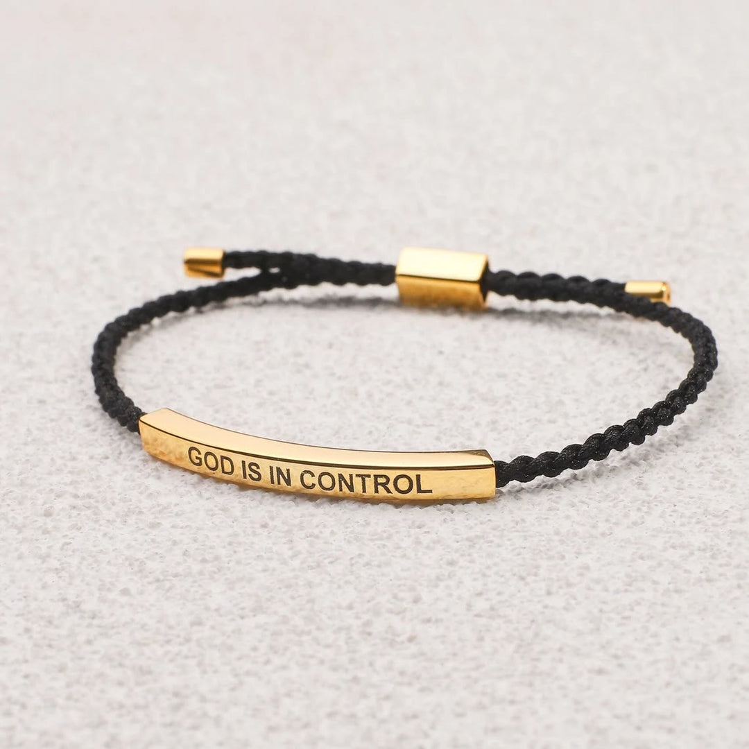 Christianartworkshop Schlichter Stil, Gott gesegnet, verstellbares Schnurarmband - Schwarz-Gold - image 1