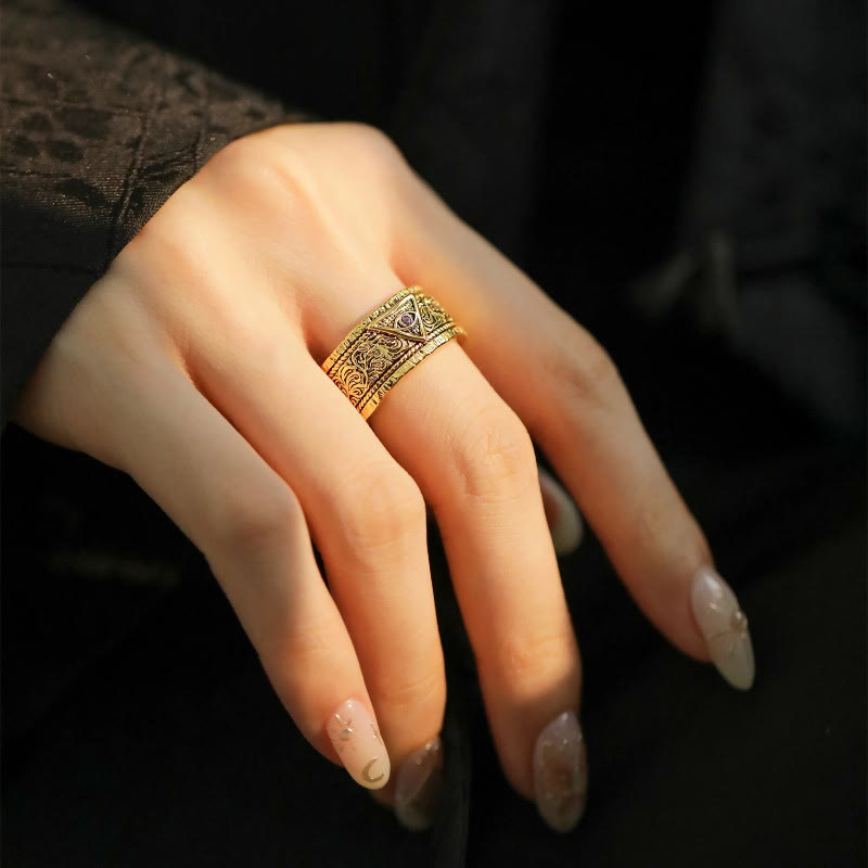 Christianartworkshop Retro Heavy Style Auge Gottes Muster Goldener Ring - image 7