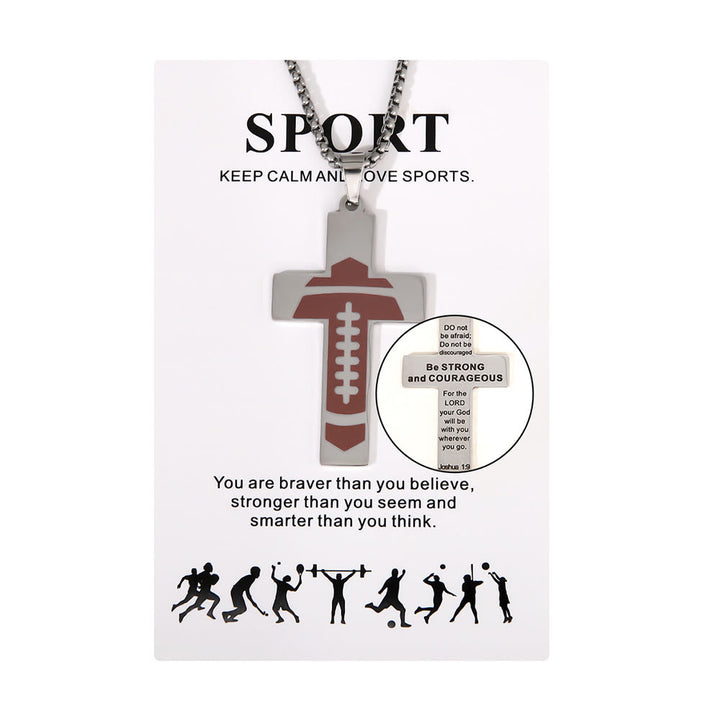 Christianartworkshop Halskette mit Kreuz im Sport-Stil mit Fußball-Motiv „Pray for Blessings“ - image 6