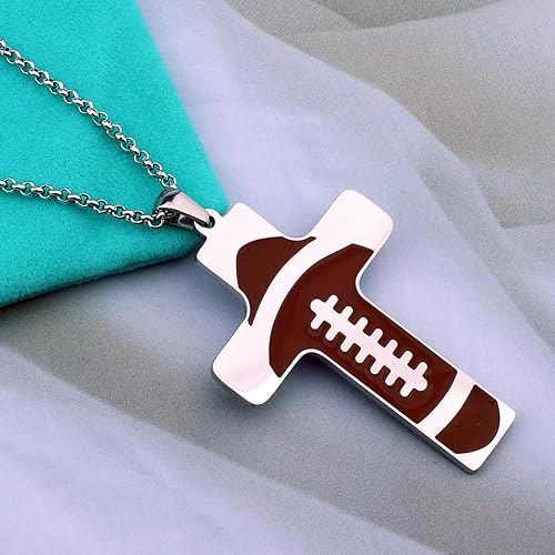Christianartworkshop Halskette mit Kreuz im Sport-Stil mit Fußball-Motiv „Pray for Blessings“ - image 4